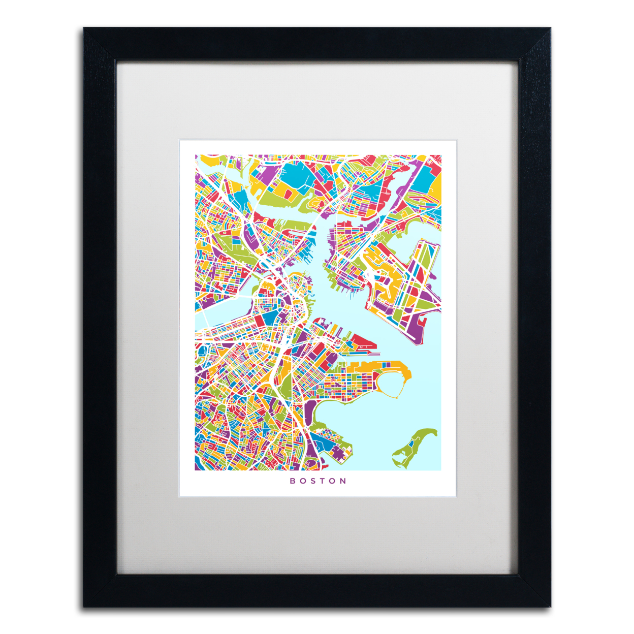 Michael Tompsett 'Boston MA Street Map 2' Black Wooden Framed Art 18 X 22 Inches
