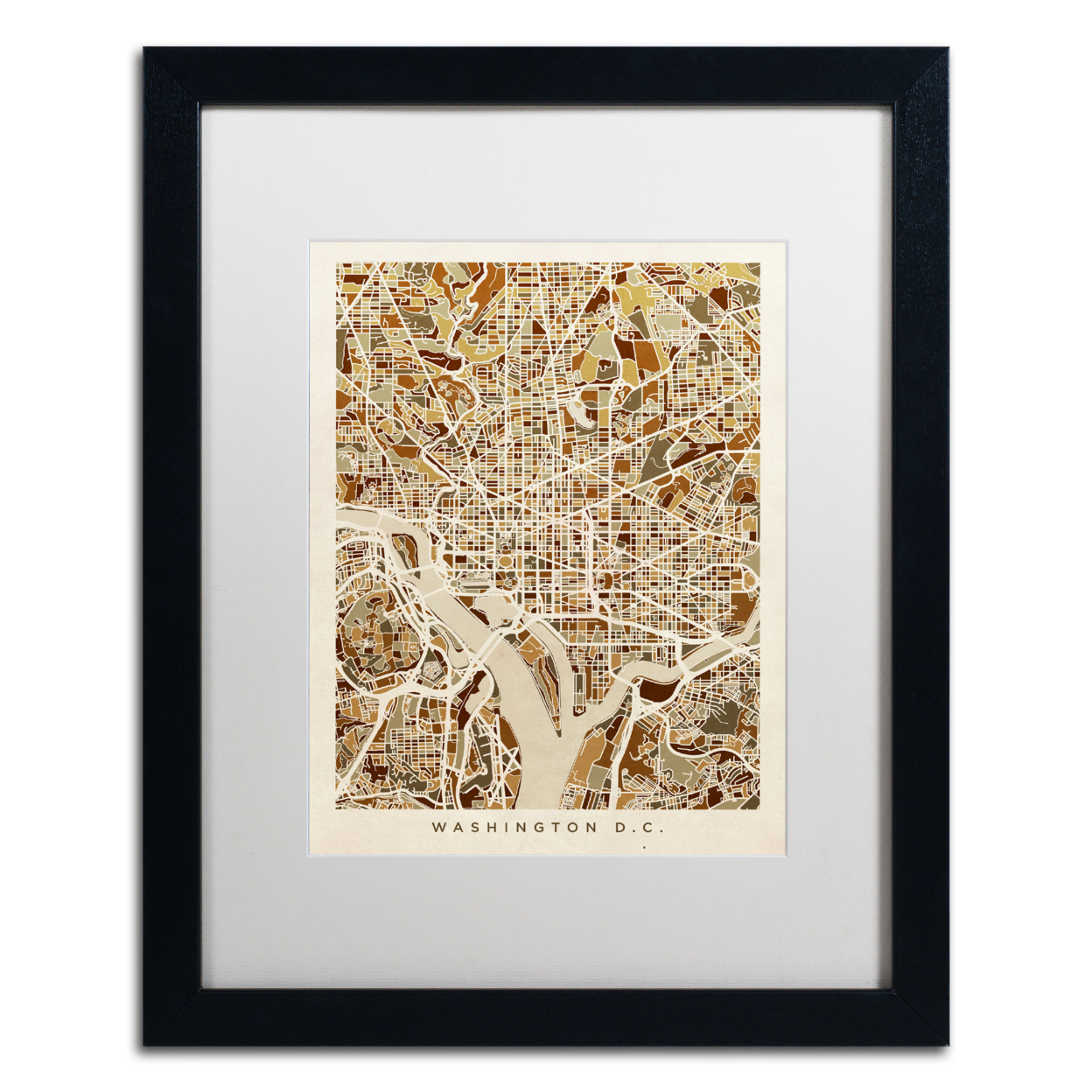 Michael Tompsett 'Washington DC Street Map 3' Black Wooden Framed Art 18 X 22 Inches