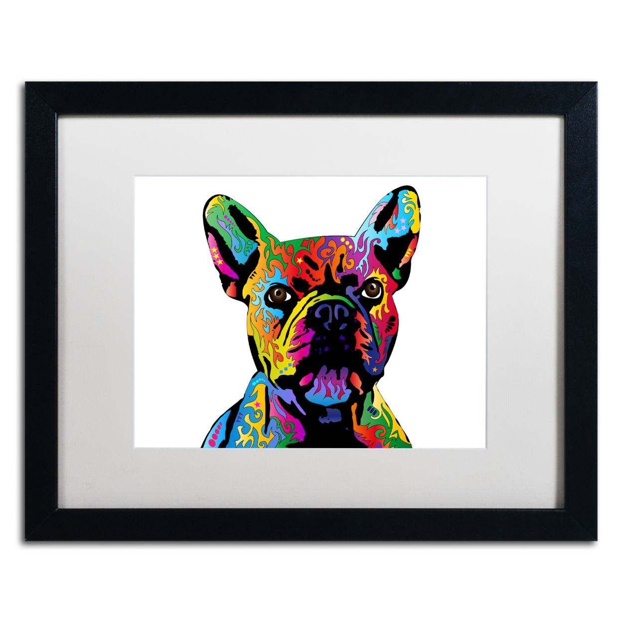 Michael Tompsett 'French Bulldog' Black Wooden Framed Art 18 X 22 Inches