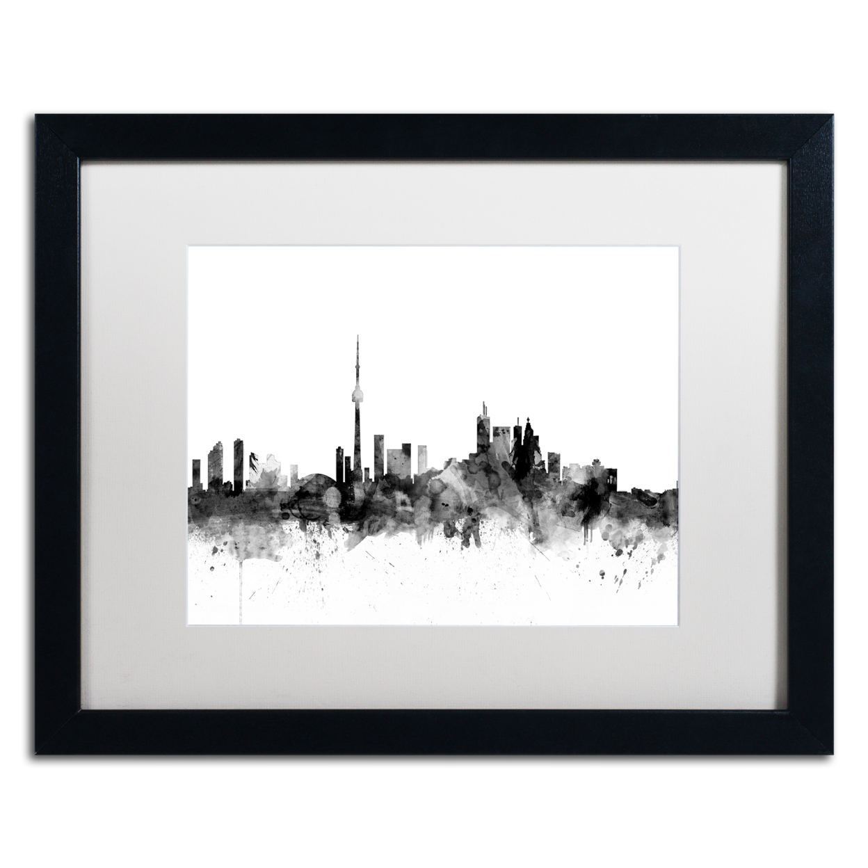 Michael Tompsett 'Toronto Canada Skyline B&W' Black Wooden Framed Art 18 X 22 Inches