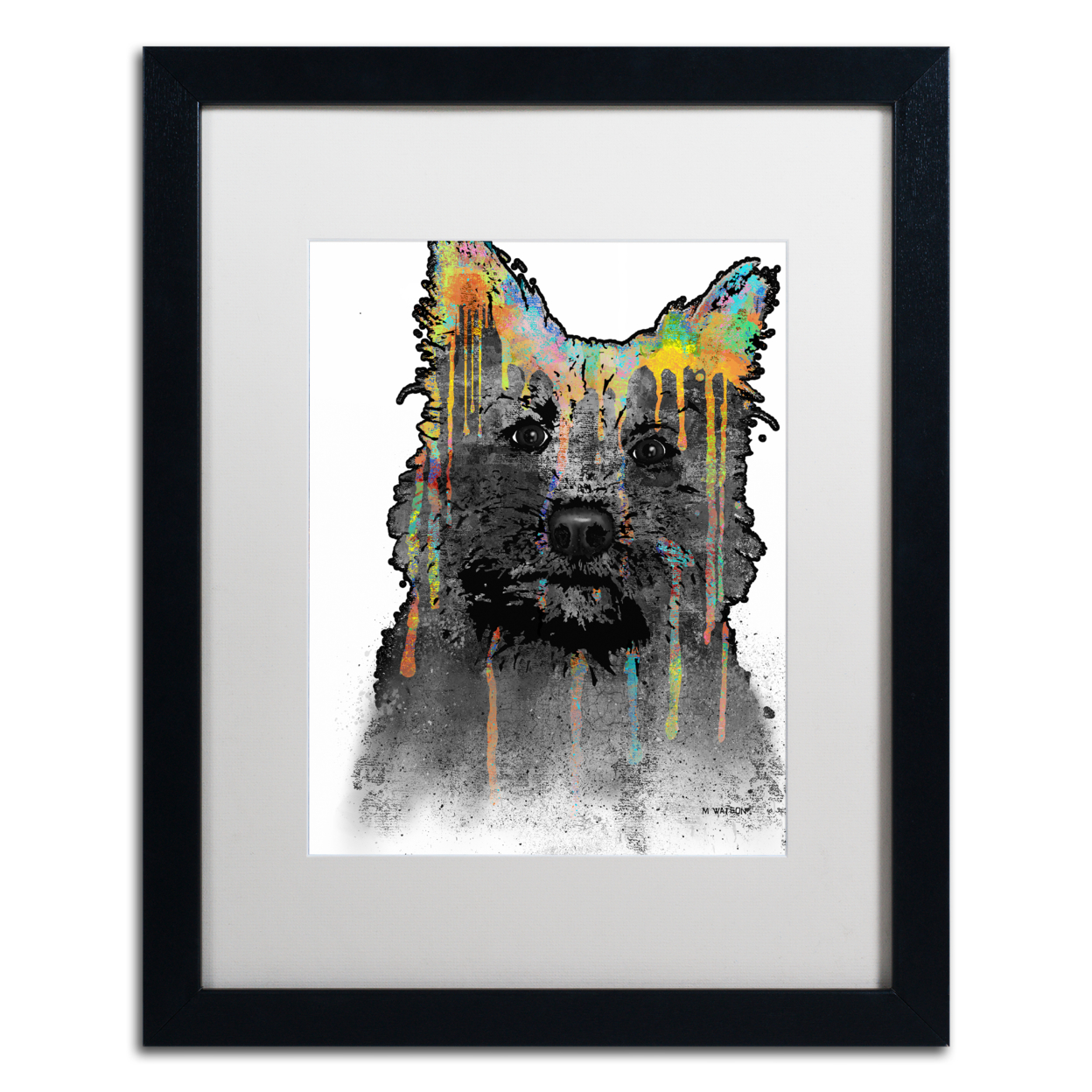 Marlene Watson 'Cairn Terrier' Black Wooden Framed Art 18 X 22 Inches