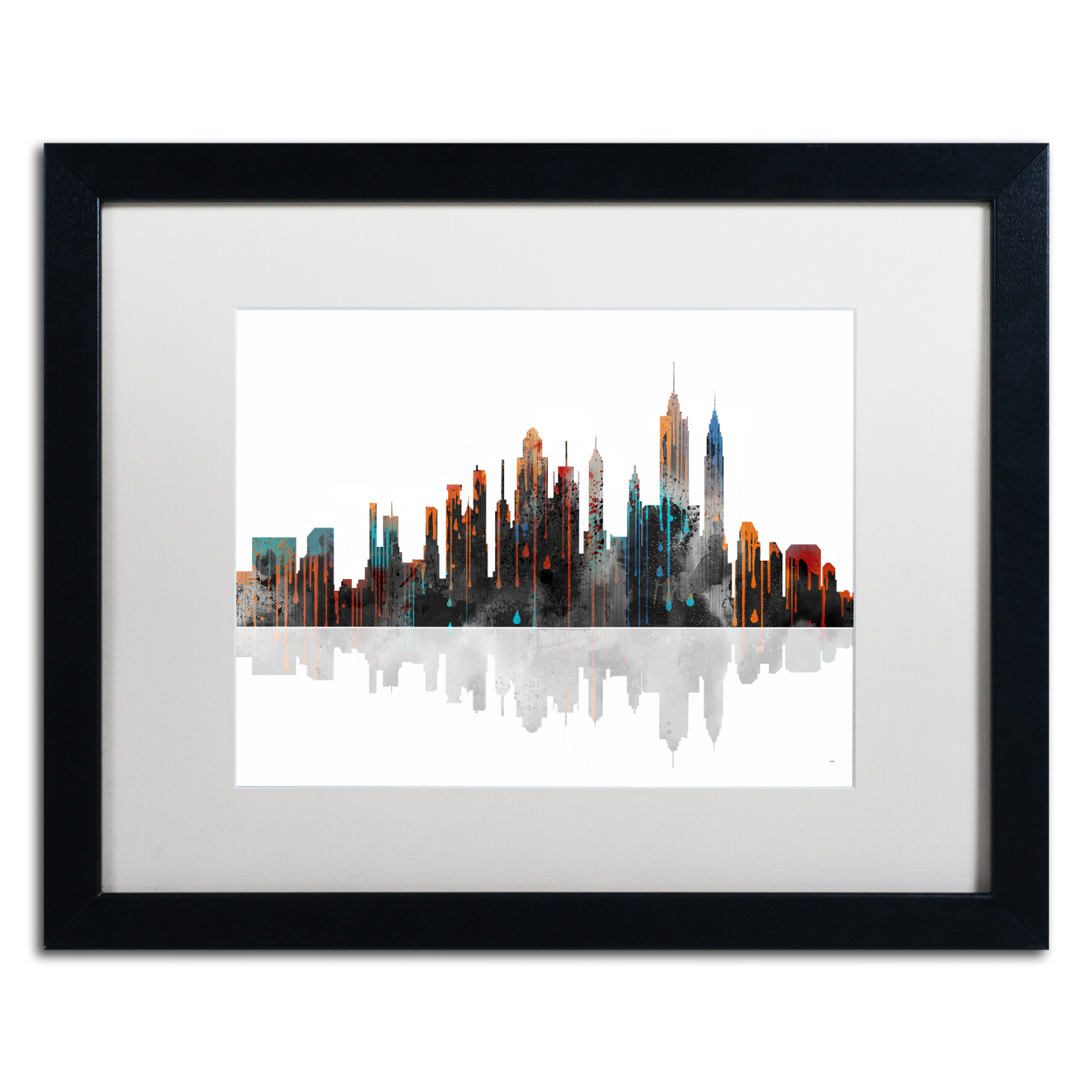 Marlene Watson 'New York New York Skyline' Black Wooden Framed Art 18 X 22 Inches