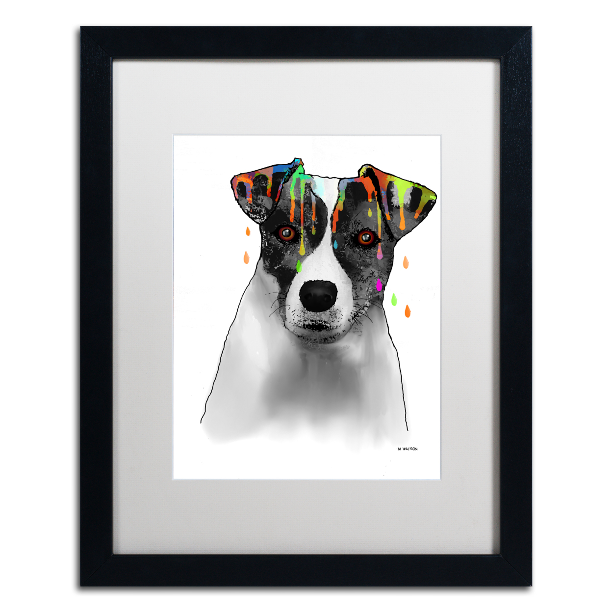 Marlene Watson 'Jack Russel Terrier' Black Wooden Framed Art 18 X 22 Inches
