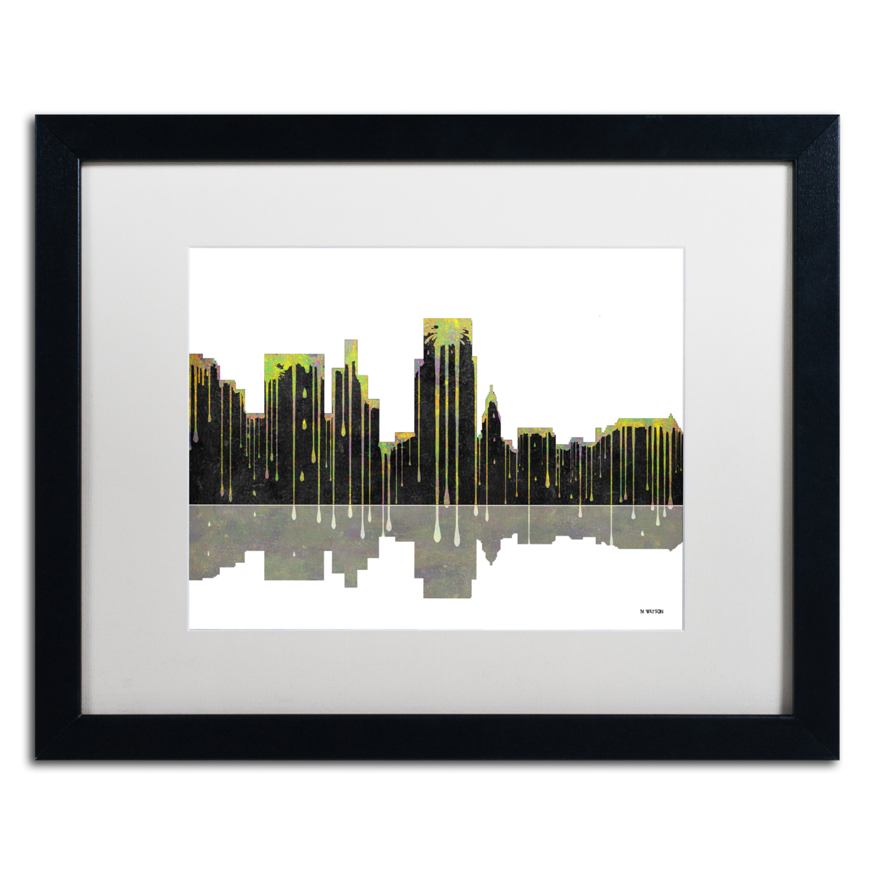 Marlene Watson 'Boise Idaho Skyline II' Black Wooden Framed Art 18 X 22 Inches