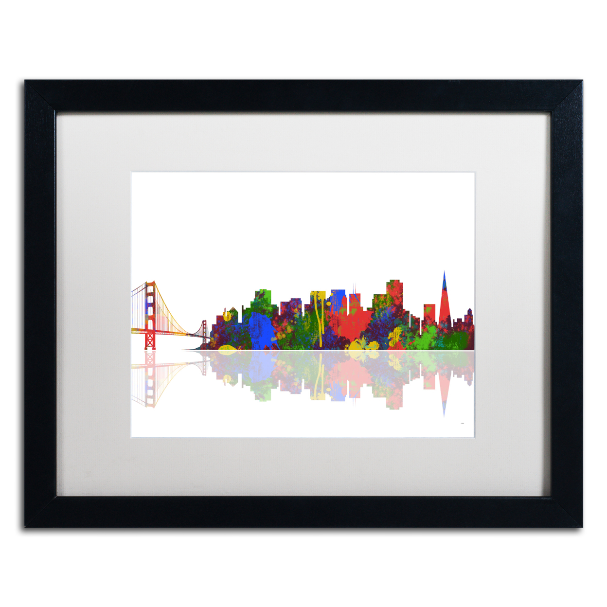 Marlene Watson 'San Francisco California Skyline II' Black Wooden Framed Art 18 X 22 Inches