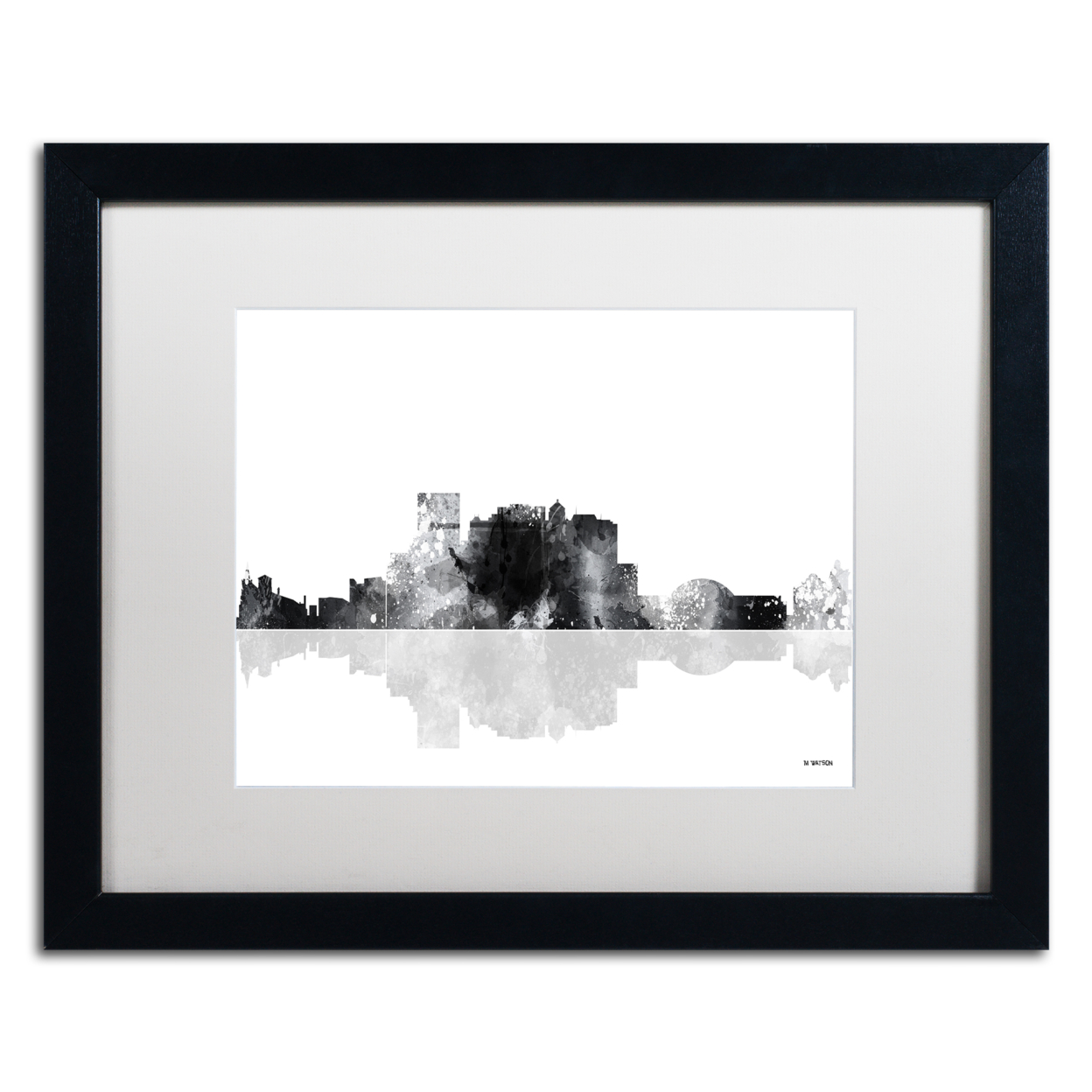Marlene Watson 'El Paso Mexico Skyline BG-1' Black Wooden Framed Art 18 X 22 Inches