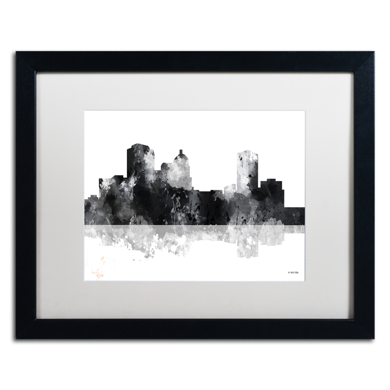 Marlene Watson 'Montgomery Alabama Skyline BG-1' Black Wooden Framed Art 18 X 22 Inches
