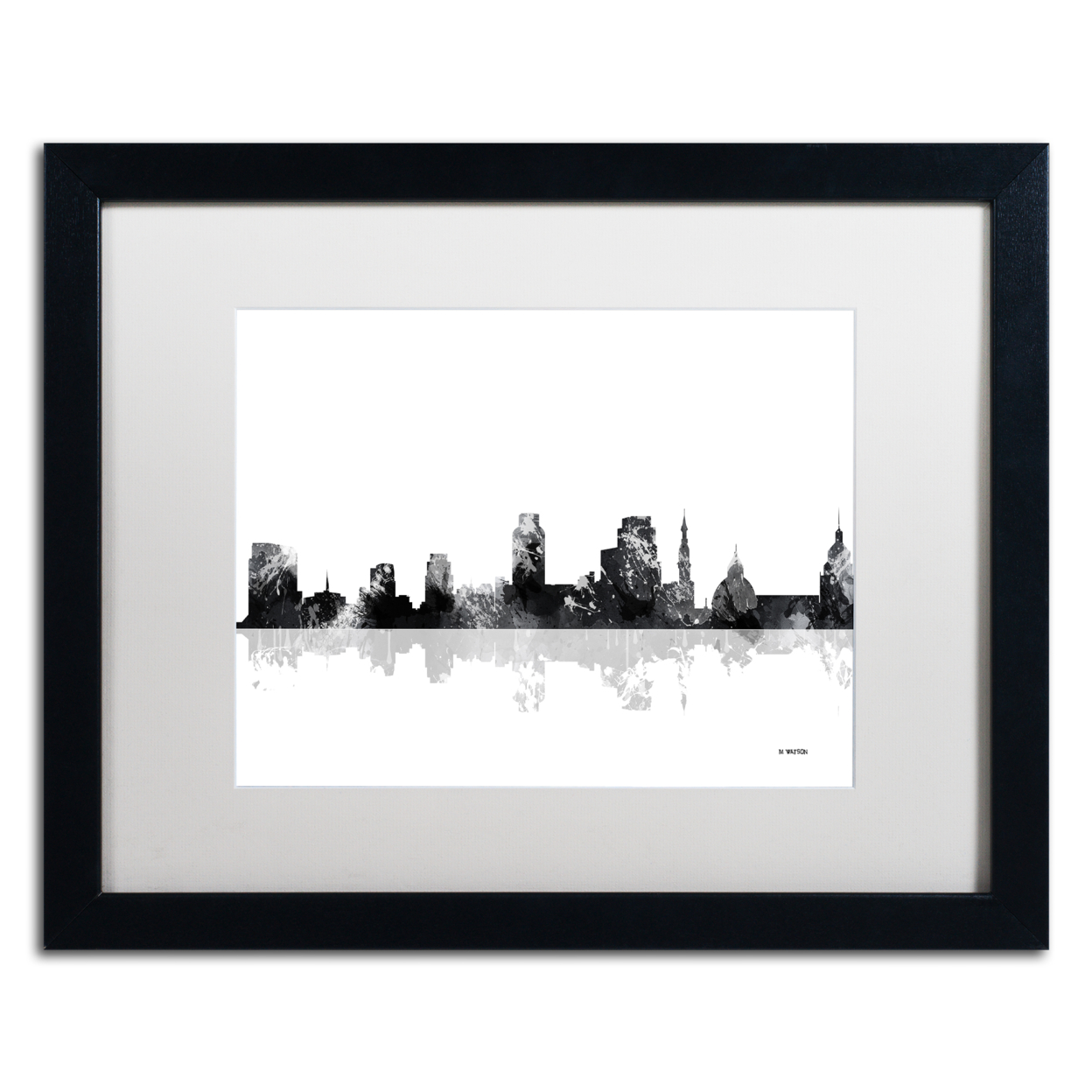 Marlene Watson 'Sacramento California Skyline BG-1' Black Wooden Framed Art 18 X 22 Inches