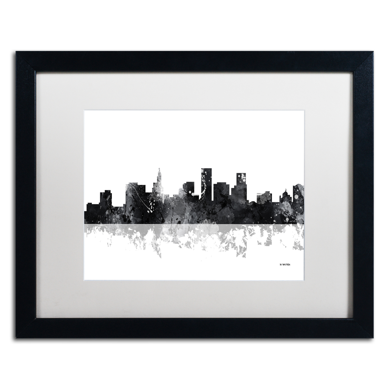 Marlene Watson 'St Paul Minnesota Skyline BG-1' Black Wooden Framed Art 18 X 22 Inches