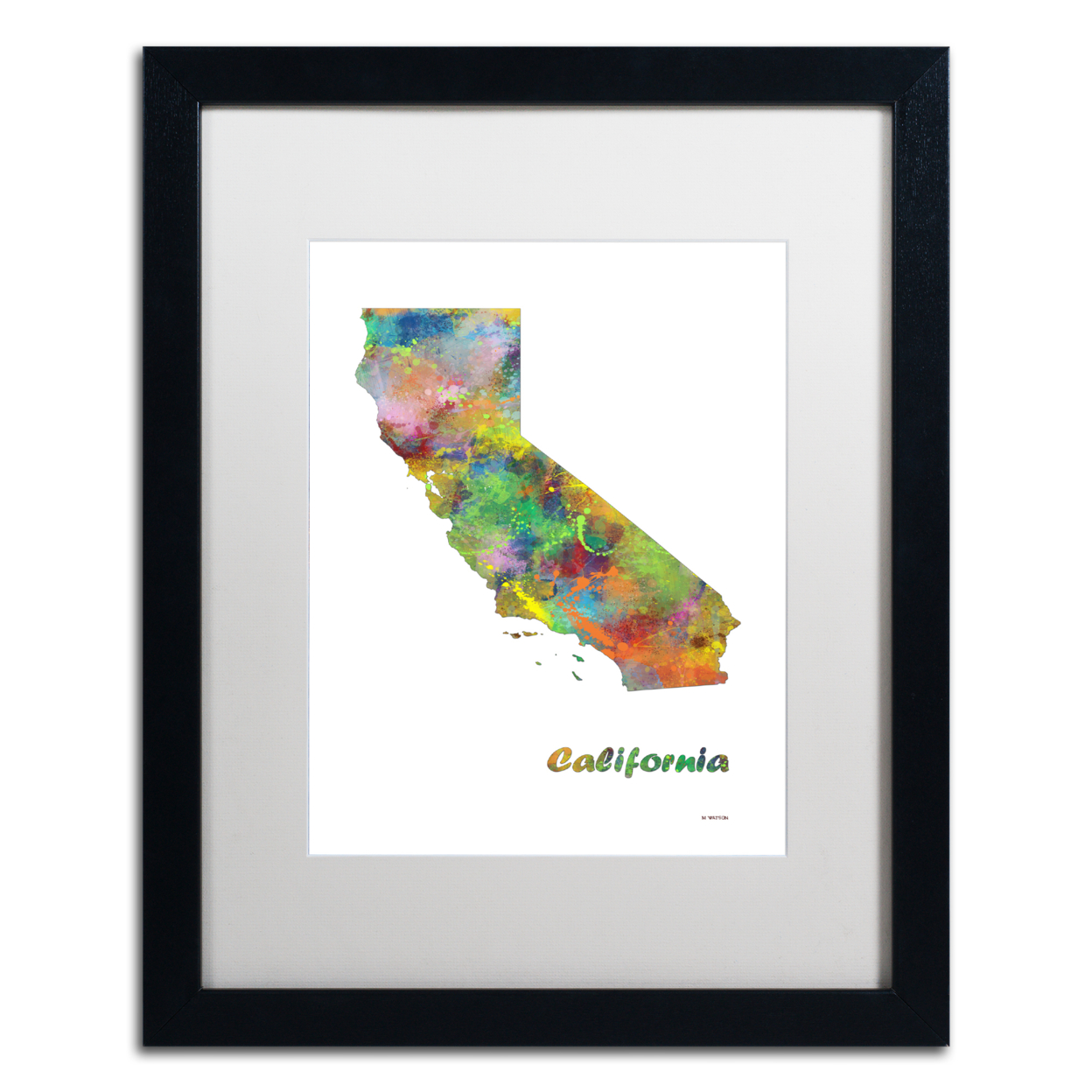 Marlene Watson 'California State Map-1' Black Wooden Framed Art 18 X 22 Inches