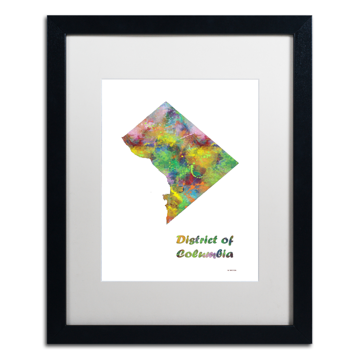 Marlene Watson 'District Of Columbia State Map-1' Black Wooden Framed Art 18 X 22 Inches