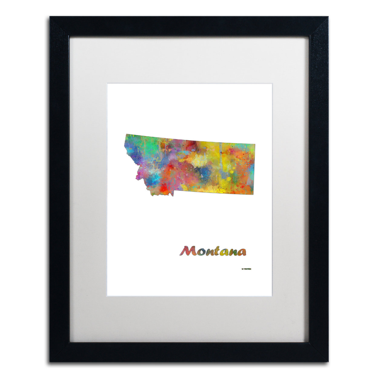 Marlene Watson 'Montana State Map-1' Black Wooden Framed Art 18 X 22 Inches