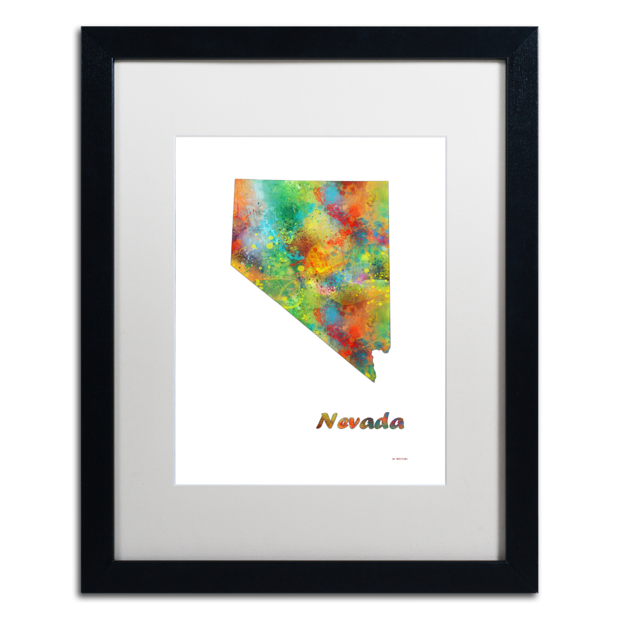 Marlene Watson 'Nevada State Map-1' Black Wooden Framed Art 18 X 22 Inches
