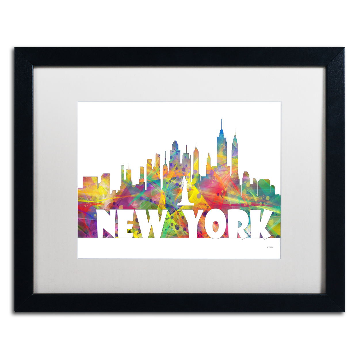 Marlene Watson 'New York New York Skyline Mclr-2' Black Wooden Framed Art 18 X 22 Inches