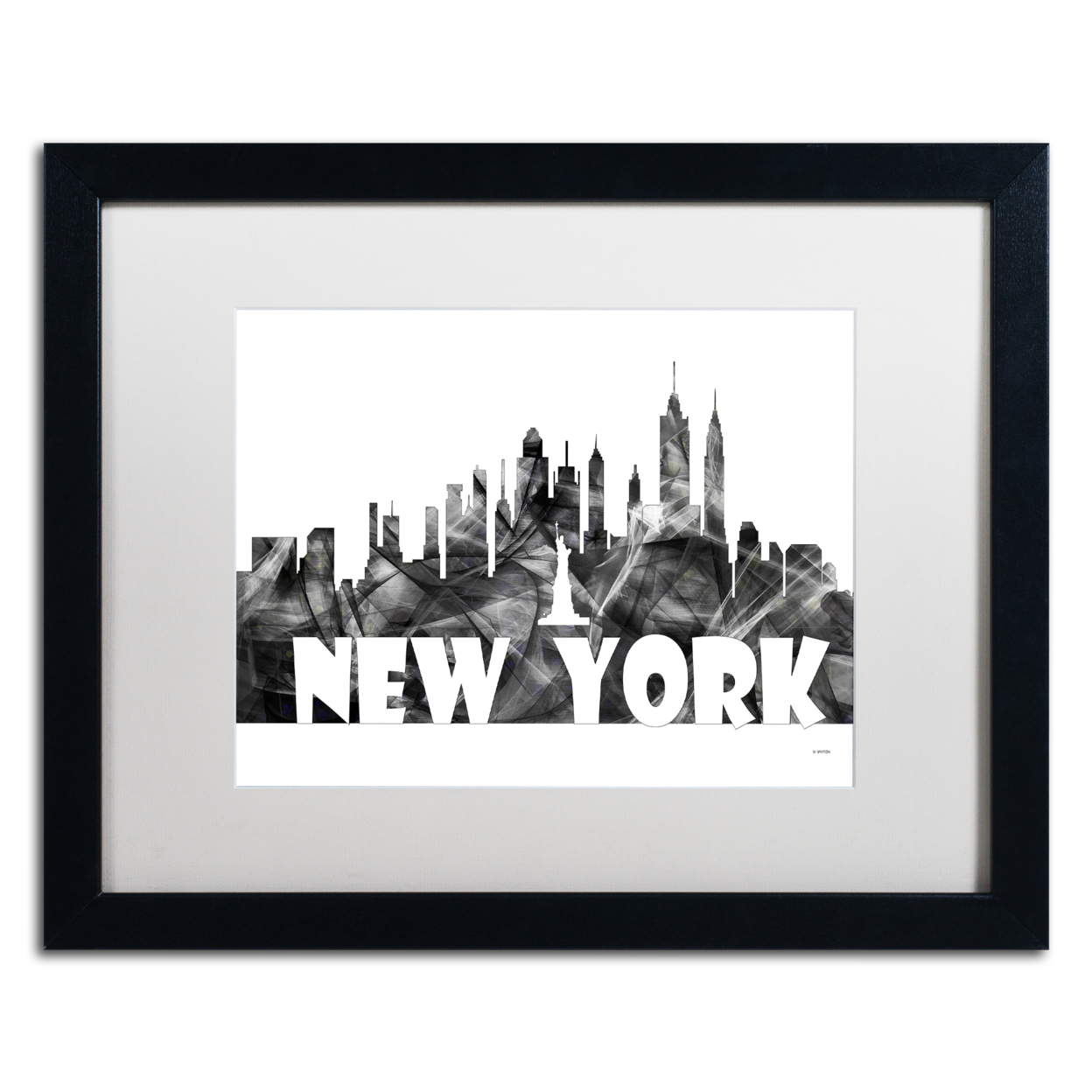 Marlene Watson 'New York New York Skyline BG-2' Black Wooden Framed Art 18 X 22 Inches