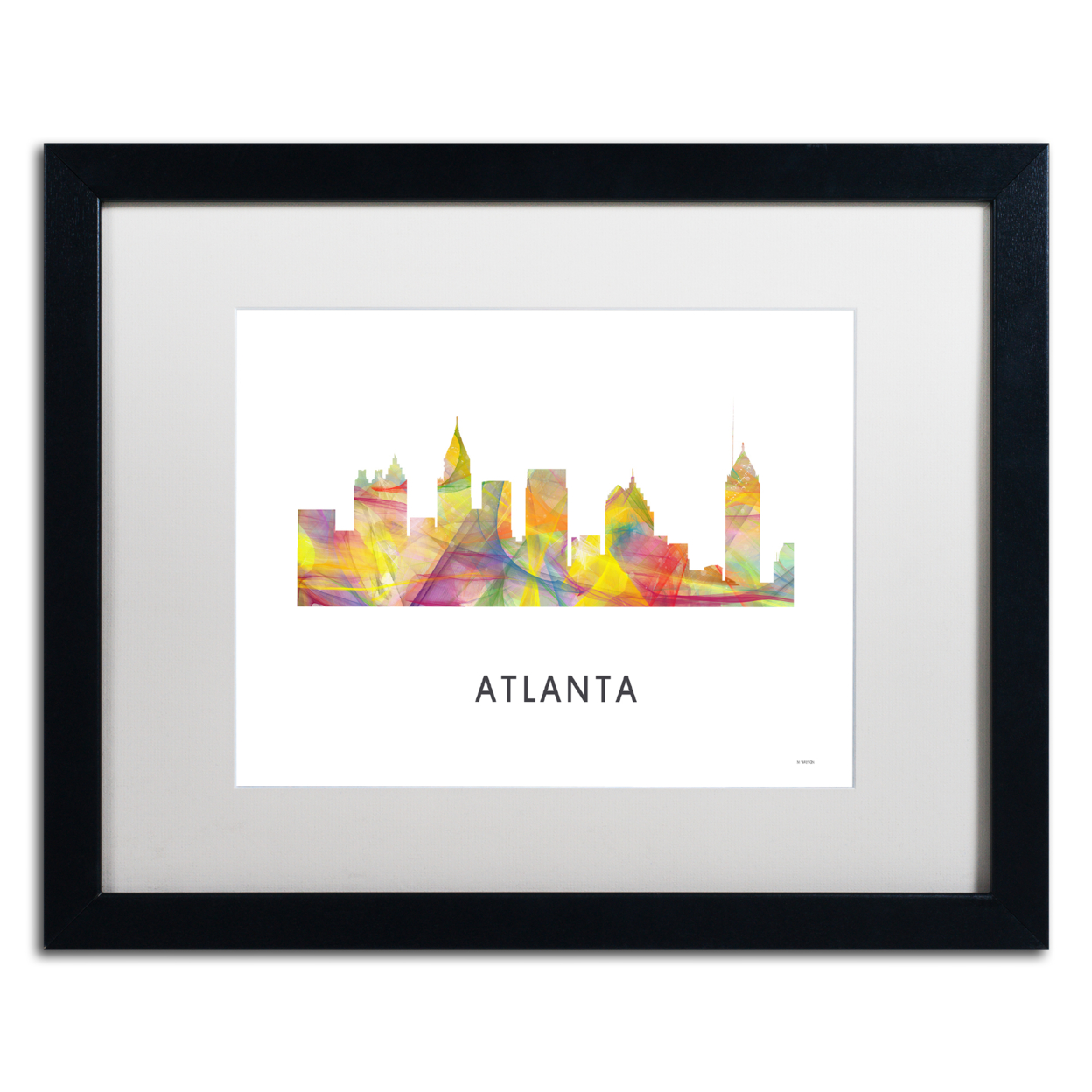Marlene Watson 'Atlanta Georgia Skyline WB-1' Black Wooden Framed Art 18 X 22 Inches