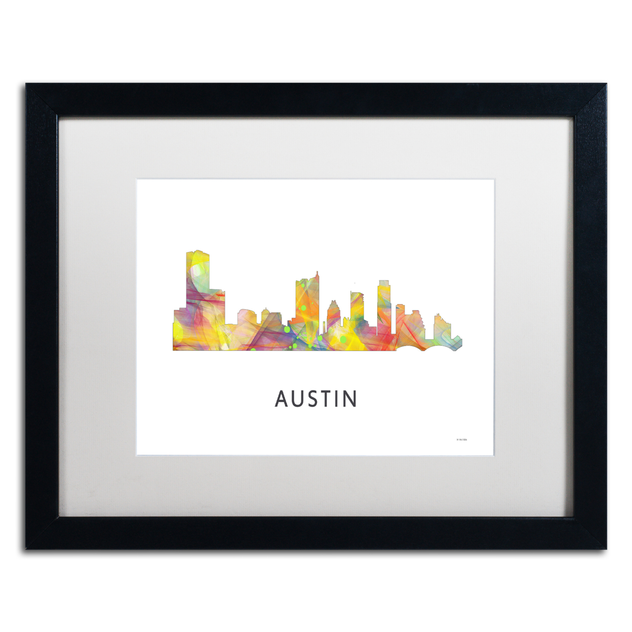 Marlene Watson 'Austin Texas Skyline WB-1' Black Wooden Framed Art 18 X 22 Inches