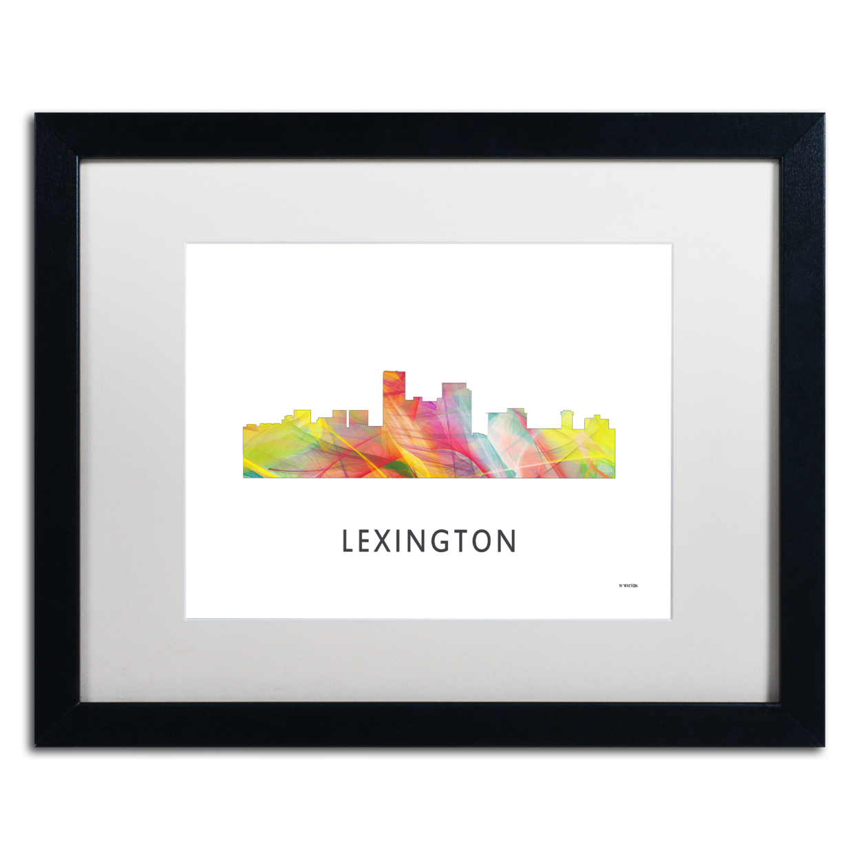 Marlene Watson 'Lexington Kentucky Skyline WB-1' Black Wooden Framed Art 18 X 22 Inches
