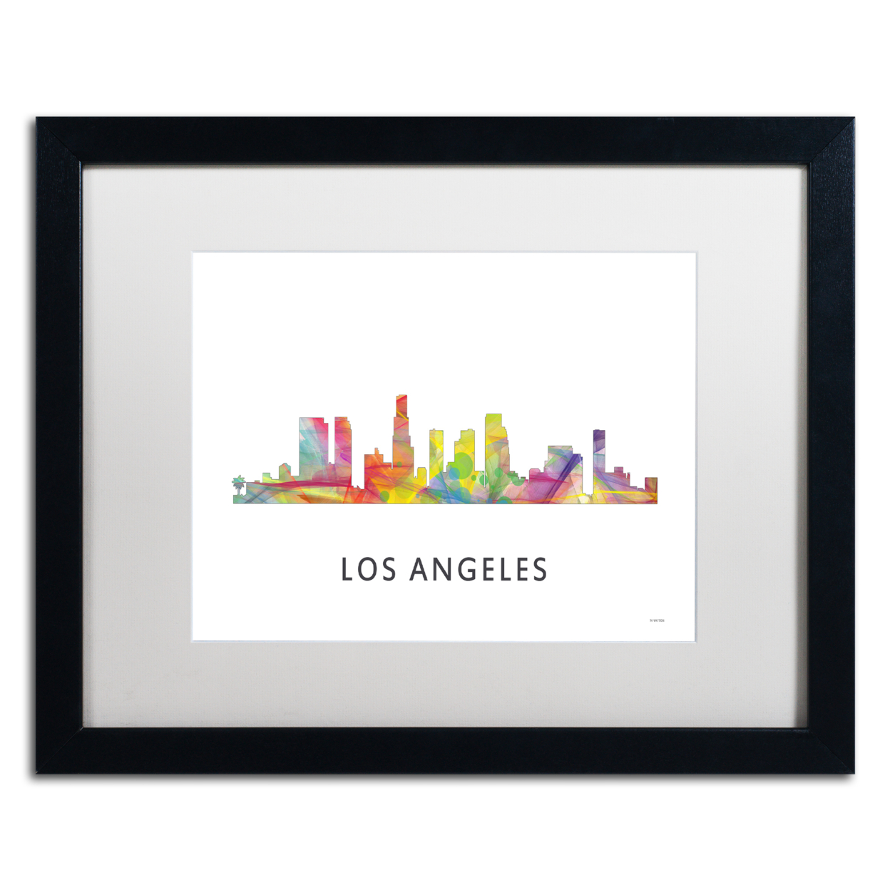 Marlene Watson 'Los Angeles CA Skyline WB-1' Black Wooden Framed Art 18 X 22 Inches