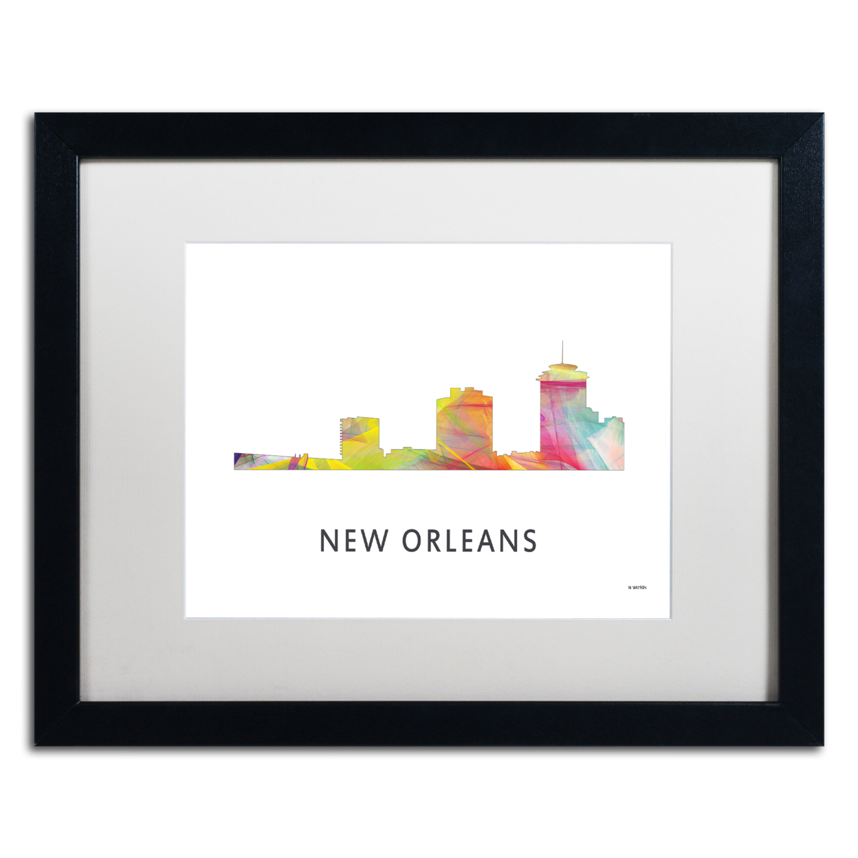 Marlene Watson 'New Orleans Louisiana Skyline WB-1' Black Wooden Framed Art 18 X 22 Inches