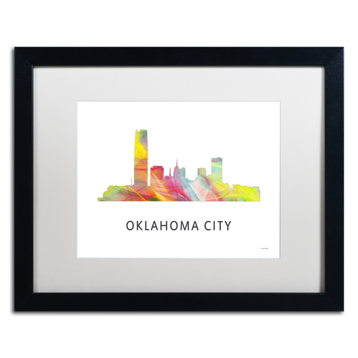 Marlene Watson 'OK City OK Skyline WB-1' Black Wooden Framed Art 18 X 22 Inches