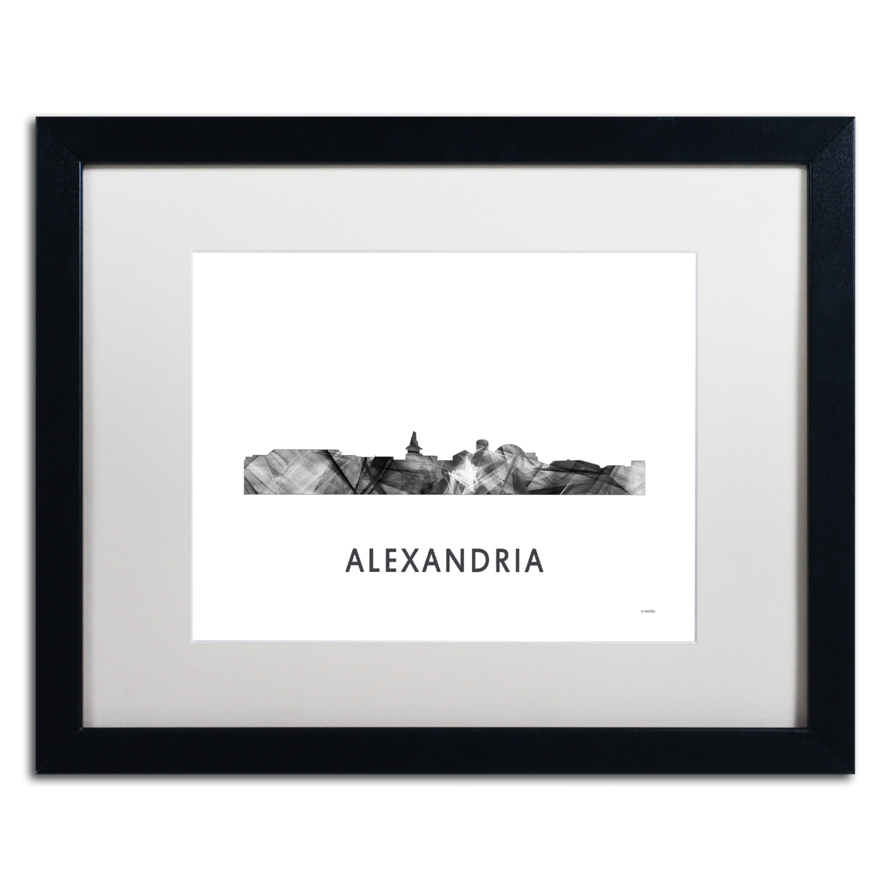 Marlene Watson 'Alexandria Virginia Skyline WB-BW' Black Wooden Framed Art 18 X 22 Inches