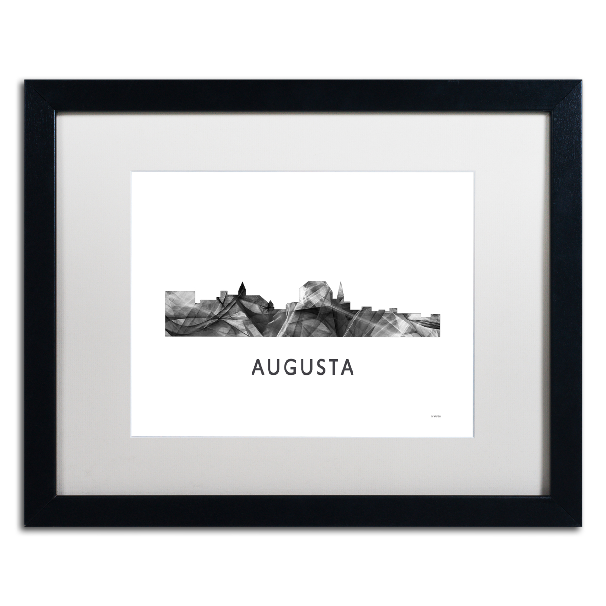 Marlene Watson 'Augusta Georgia Skyline WB-BW' Black Wooden Framed Art 18 X 22 Inches
