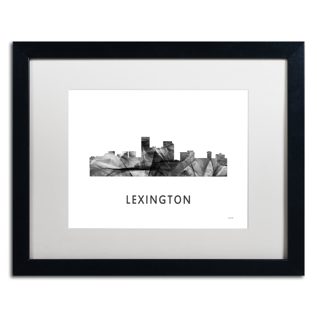 Marlene Watson 'Lexington Kentucky Skyline WB-BW' Black Wooden Framed Art 18 X 22 Inches