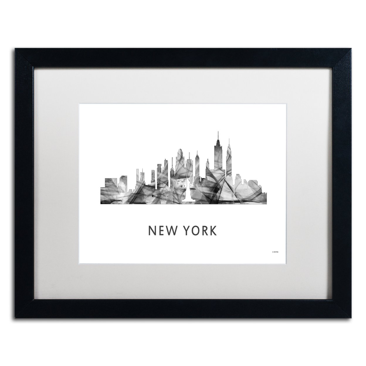 Marlene Watson 'New York New York Skyline WB-BW' Black Wooden Framed Art 18 X 22 Inches