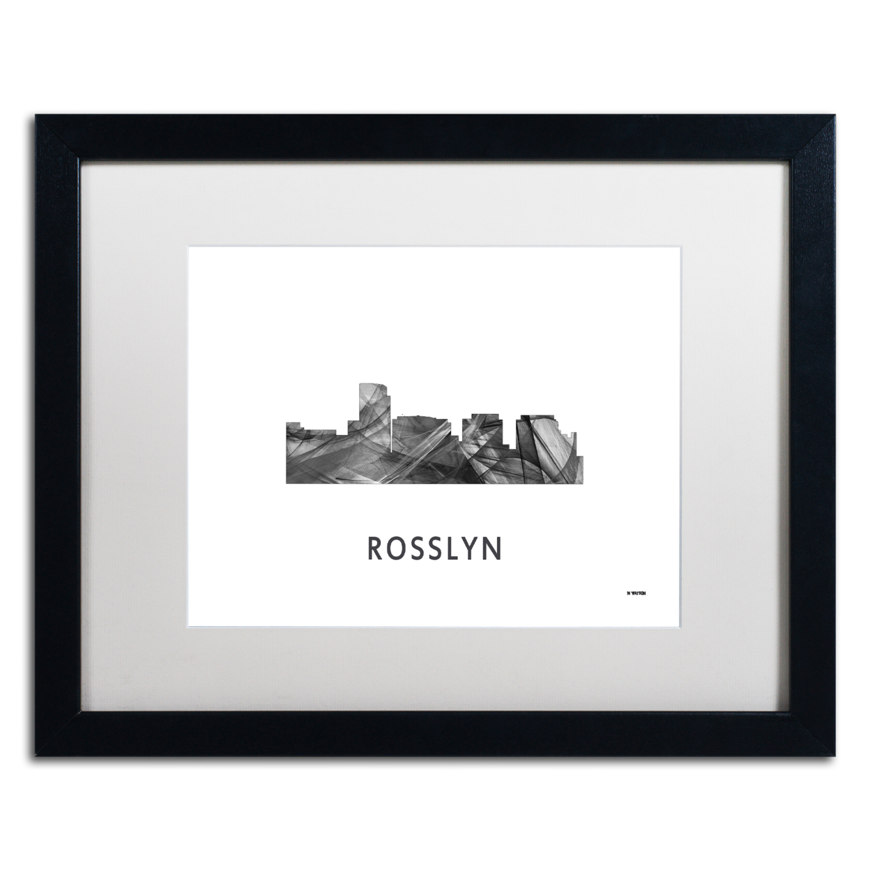 Marlene Watson 'Rosslyn Virginia Skyline WB-BW' Black Wooden Framed Art 18 X 22 Inches
