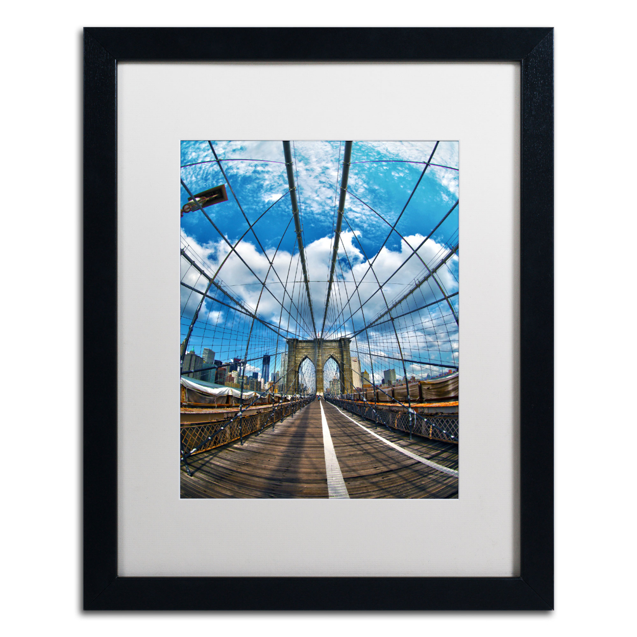 CATeyes 'Brooklyn Bridge' Black Wooden Framed Art 18 X 22 Inches