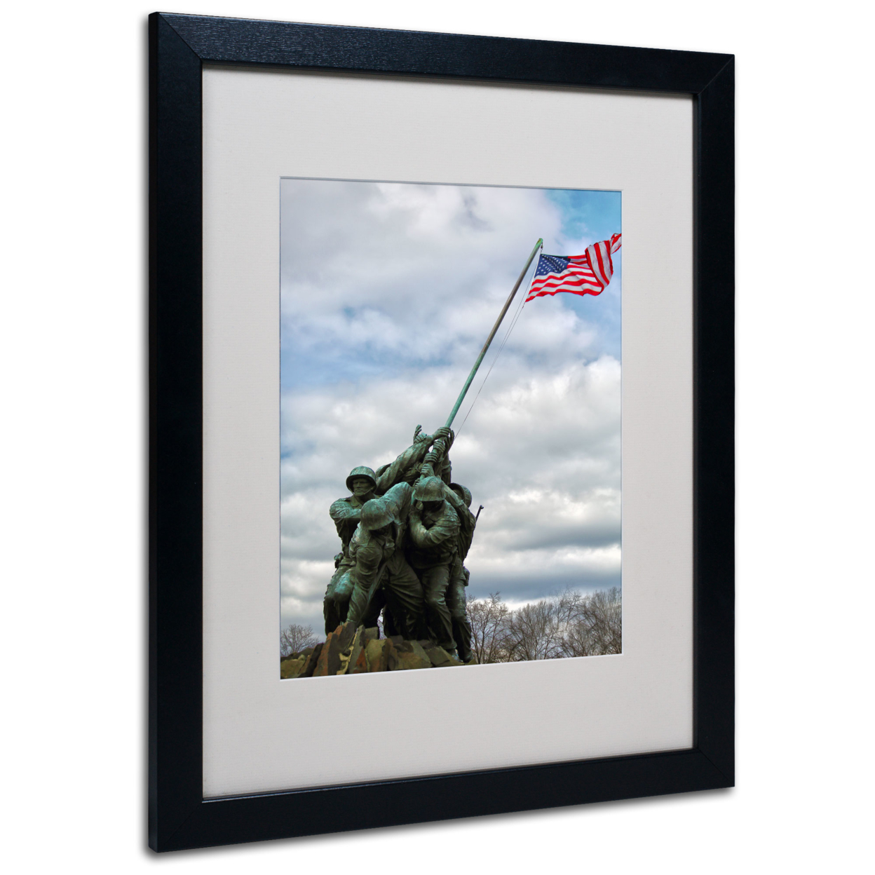 CATeyes 'Marine Corps Memorial 2' Black Wooden Framed Art 18 X 22 Inches