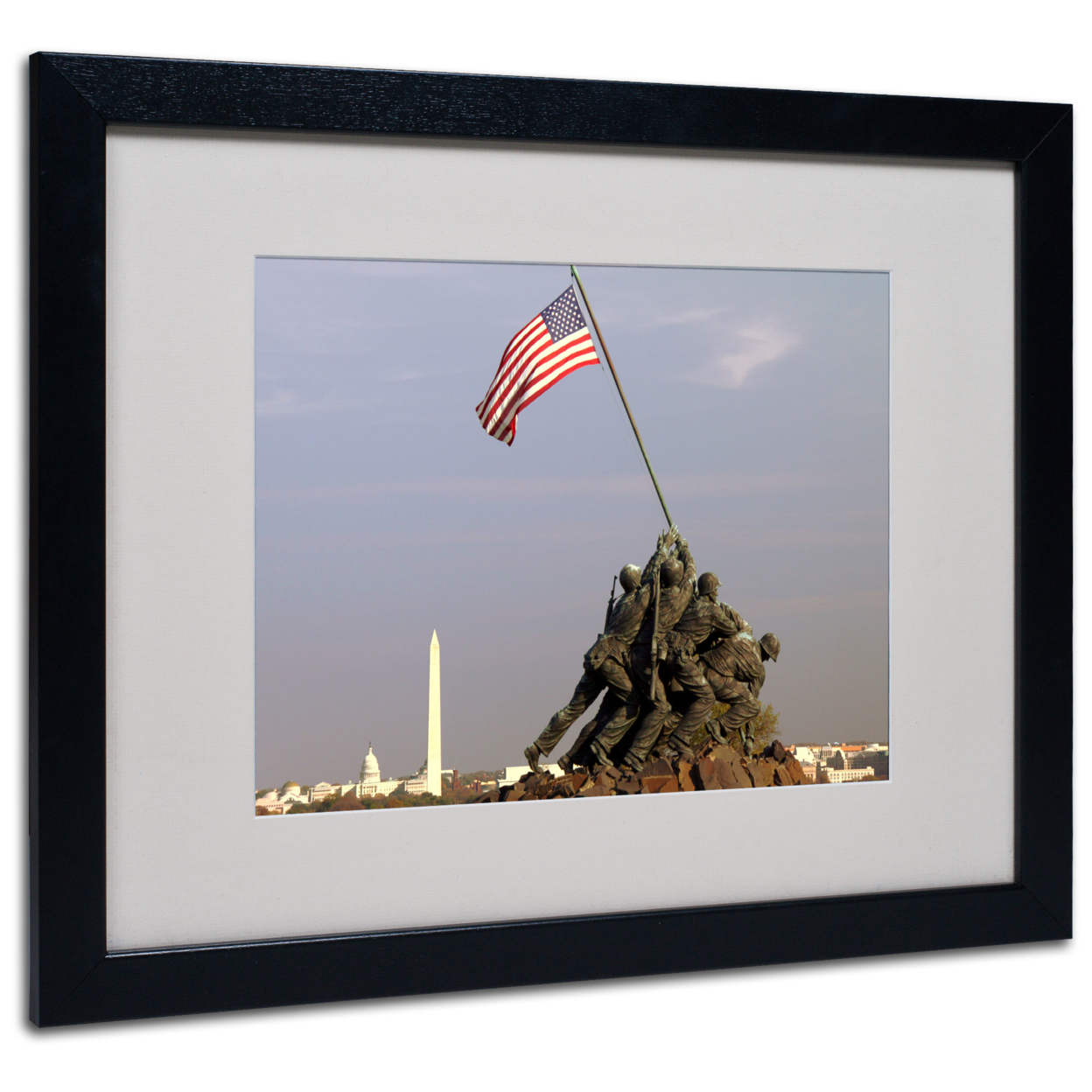 CATeyes 'Marine Corps Memorial' Black Wooden Framed Art 18 X 22 Inches