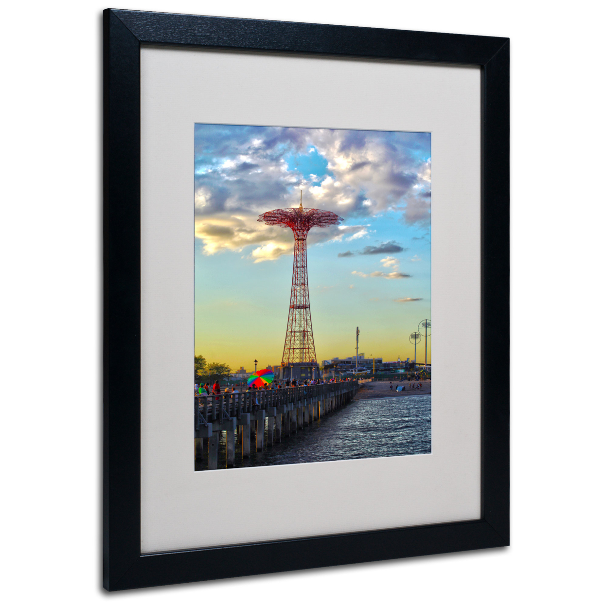 CATeyes 'Coney Island' Black Wooden Framed Art 18 X 22 Inches