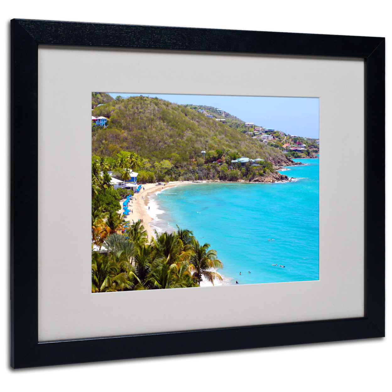 CATeyes 'Virgin Islands 10' Black Wooden Framed Art 18 X 22 Inches