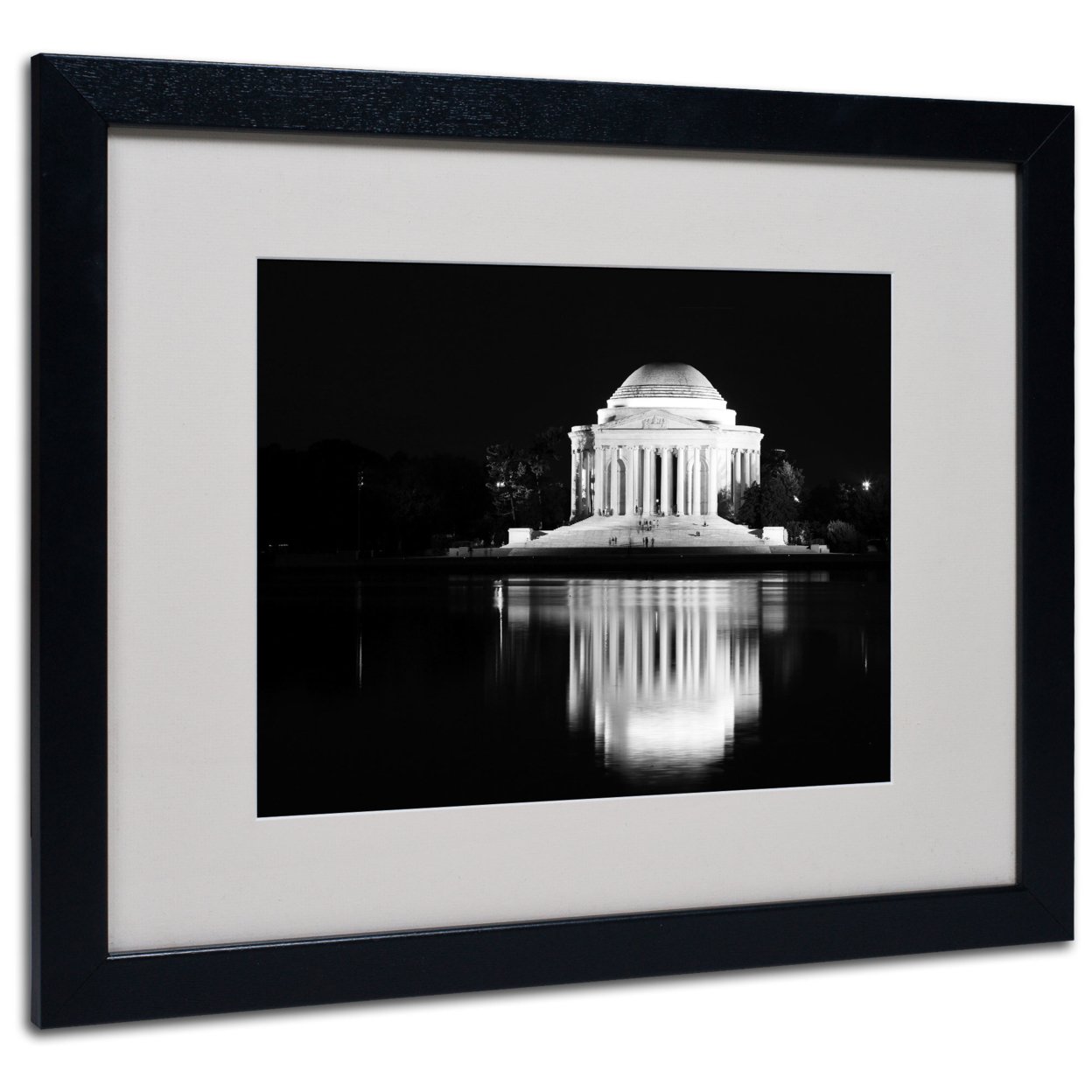CATeyes 'Jefferson Memorial' Black Wooden Framed Art 18 X 22 Inches