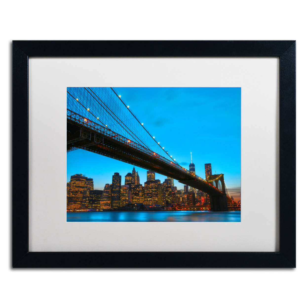 CATeyes 'Brooklyn Bridge 1' Black Wooden Framed Art 18 X 22 Inches