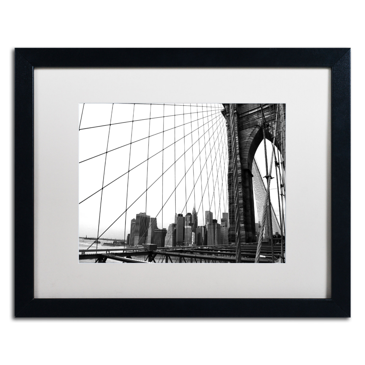 CATeyes 'Brooklyn Bridge 4' Black Wooden Framed Art 18 X 22 Inches