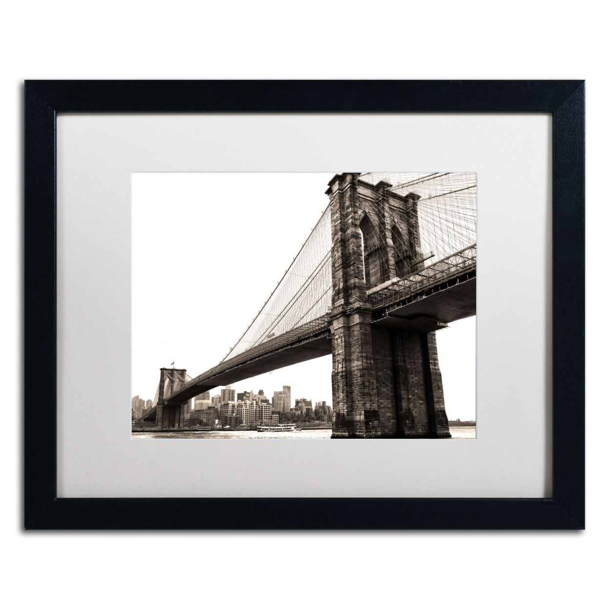 CATeyes 'Brooklyn Bridge 2' Black Wooden Framed Art 18 X 22 Inches