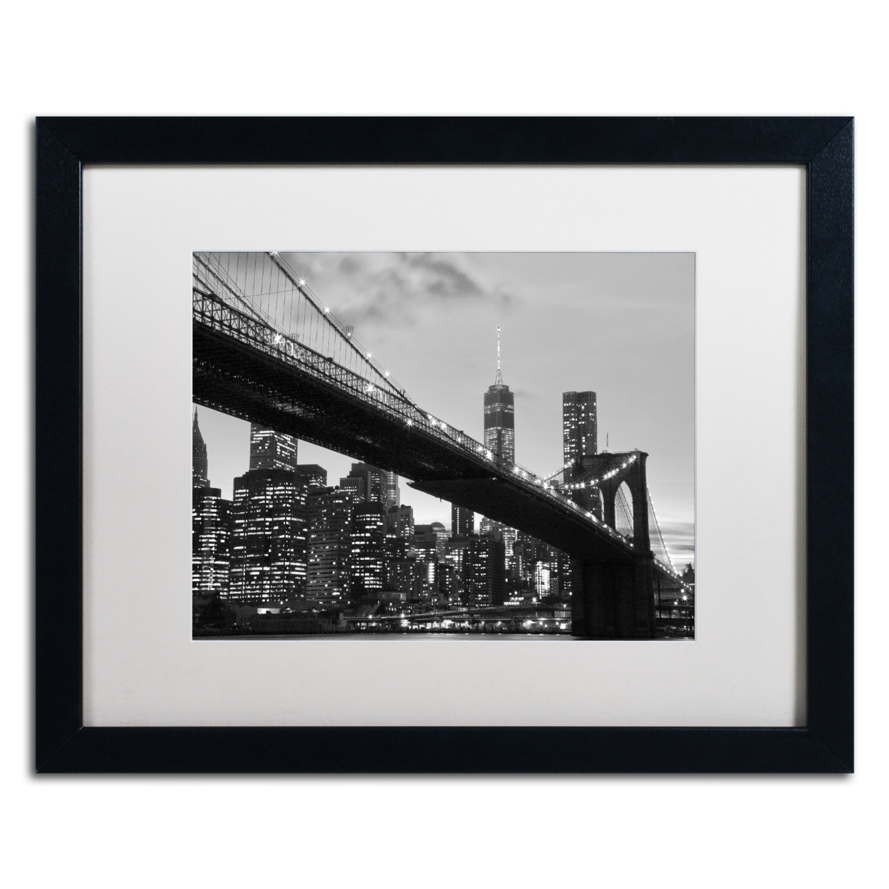 CATeyes 'Brooklyn Bridge 5' Black Wooden Framed Art 18 X 22 Inches