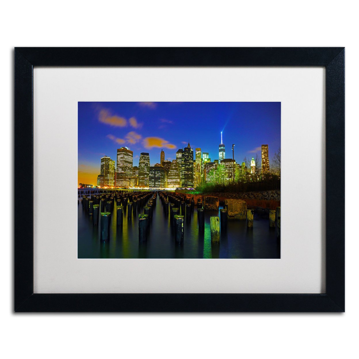 CATeyes 'City Lights 1' Black Wooden Framed Art 18 X 22 Inches
