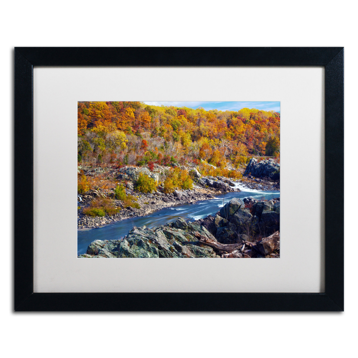 CATeyes 'Potomac Autumn' Black Wooden Framed Art 18 X 22 Inches