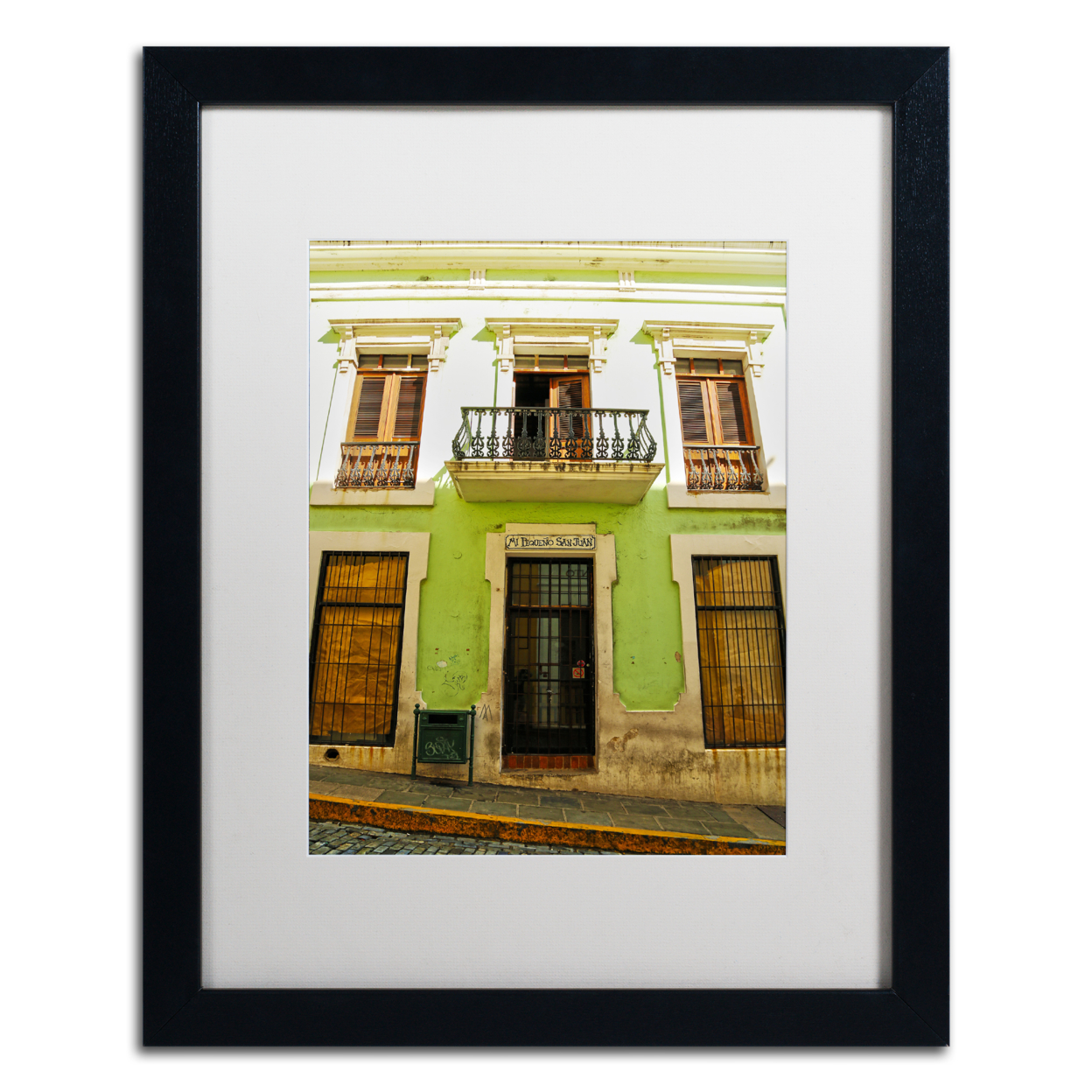 CATeyes 'Old San Juan 5' Black Wooden Framed Art 18 X 22 Inches