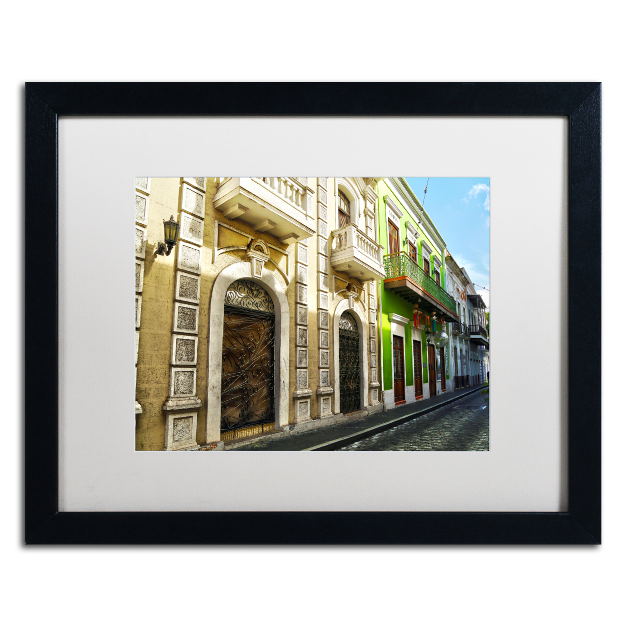 CATeyes 'Old San Juan 8' Black Wooden Framed Art 18 X 22 Inches