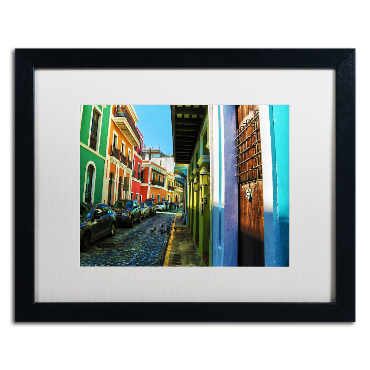 CATeyes 'Old San Juan 11' Black Wooden Framed Art 18 X 22 Inches