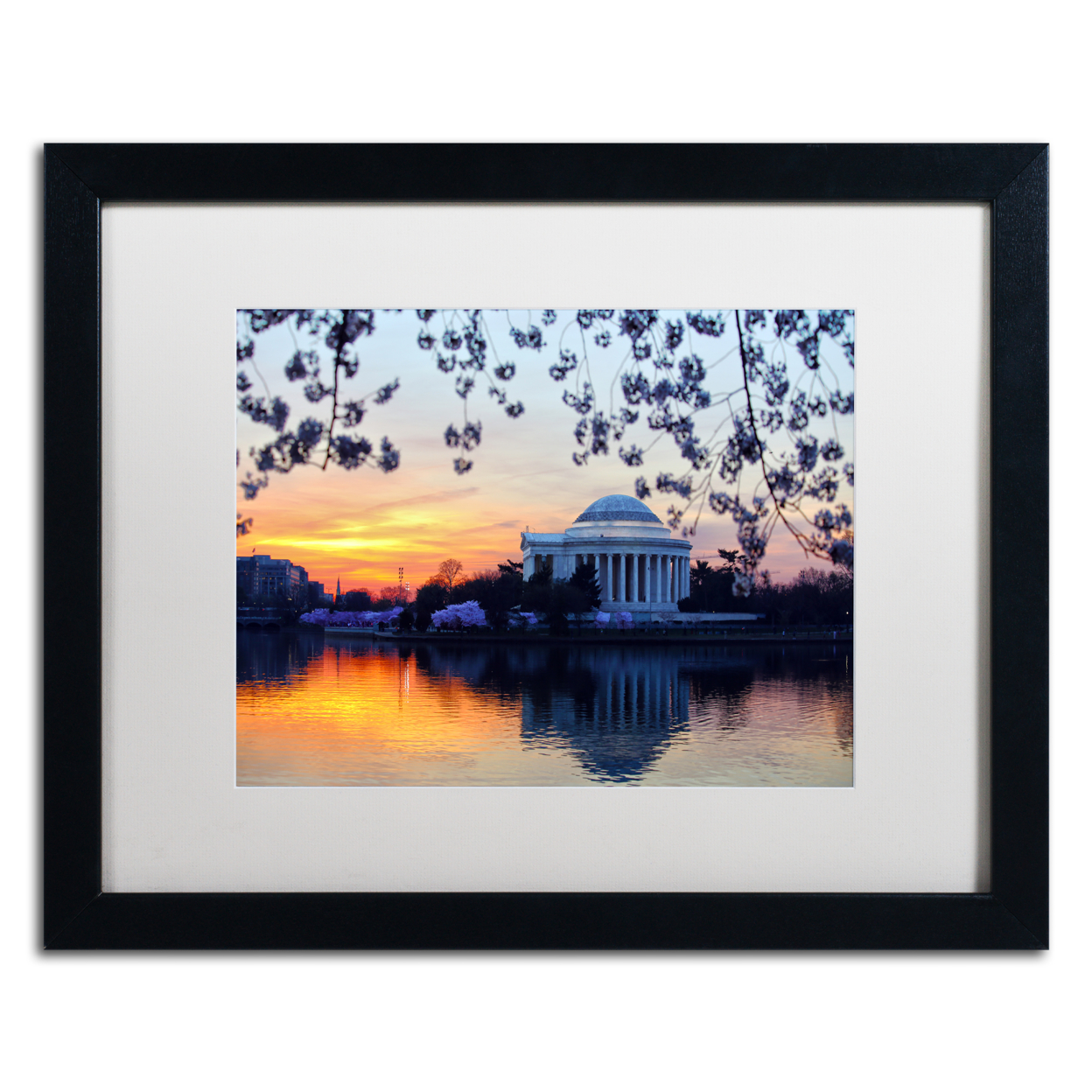 CATeyes 'Jefferson Memorial Sunrise' Black Wooden Framed Art 18 X 22 Inches