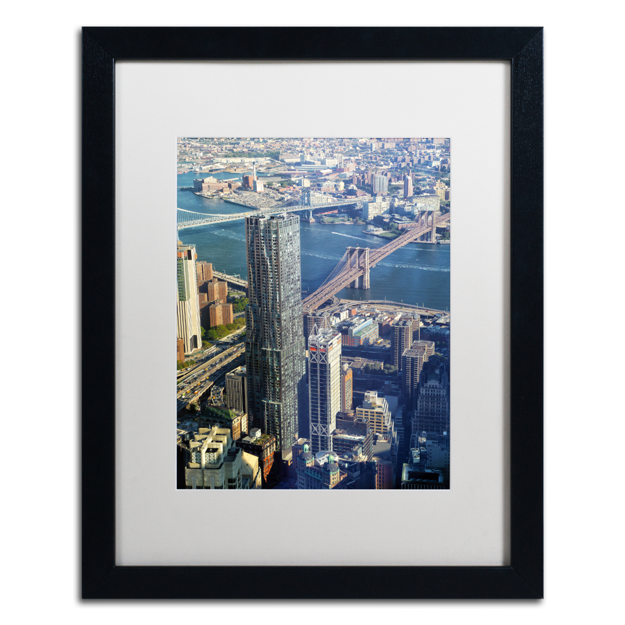 CATeyes 'Beekman Tower Brooklyn Bridge' Black Wooden Framed Art 18 X 22 Inches
