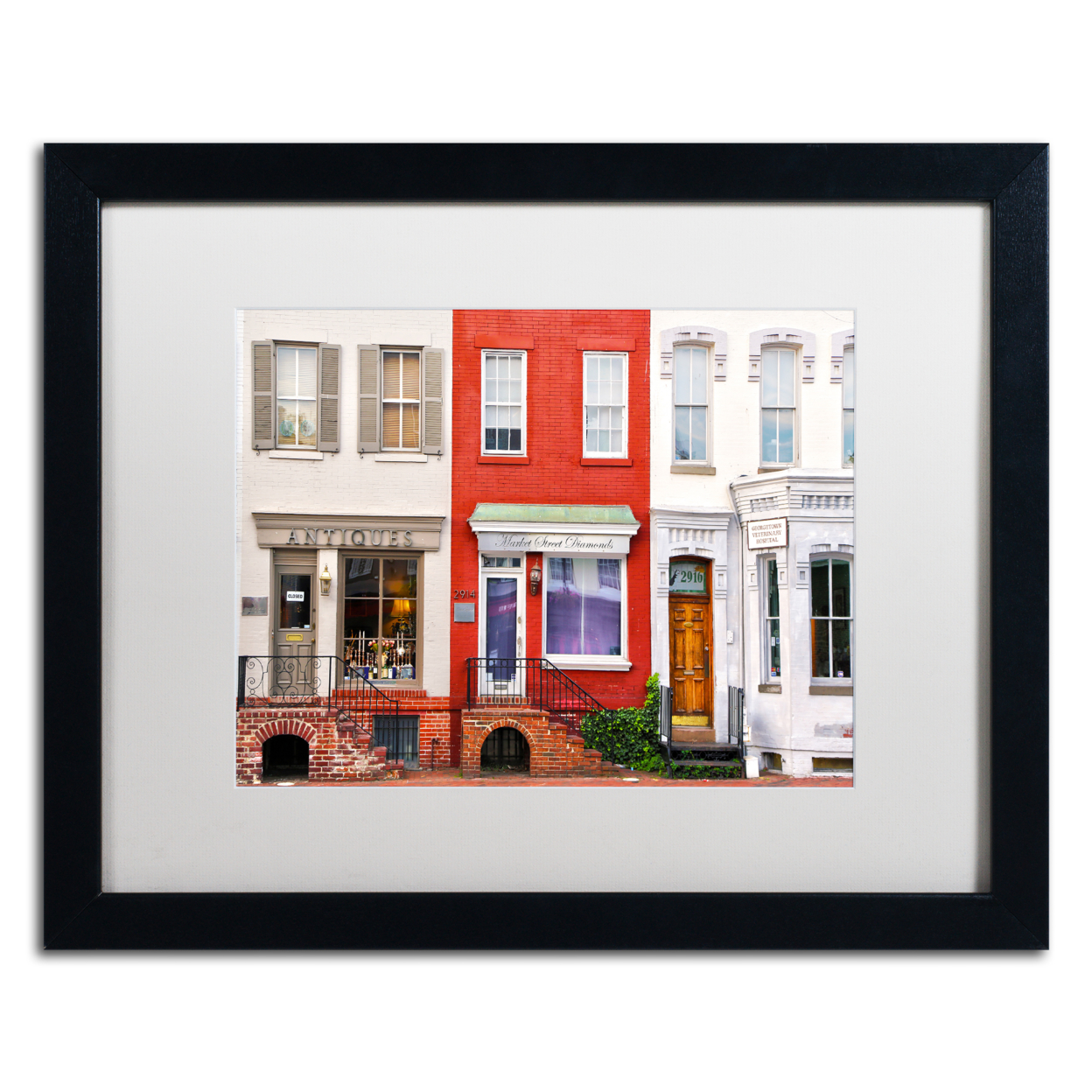 CATeyes 'Georgetown Shops DC' Black Wooden Framed Art 18 X 22 Inches