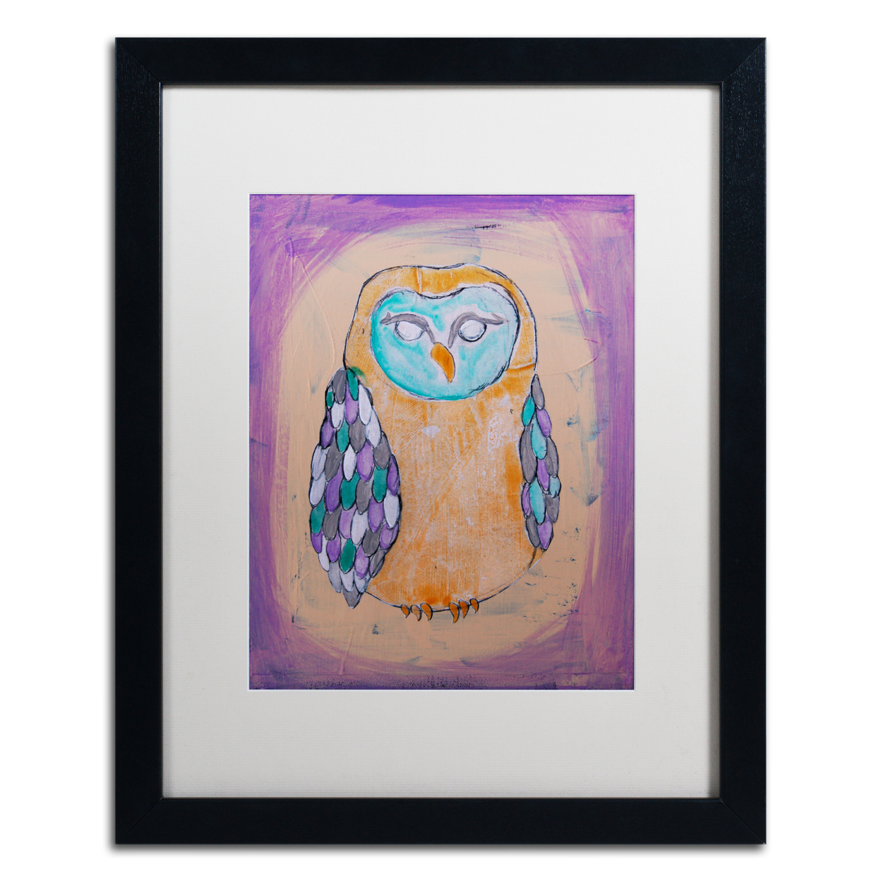 Nicole Dietz 'Owl I' Black Wooden Framed Art 18 X 22 Inches