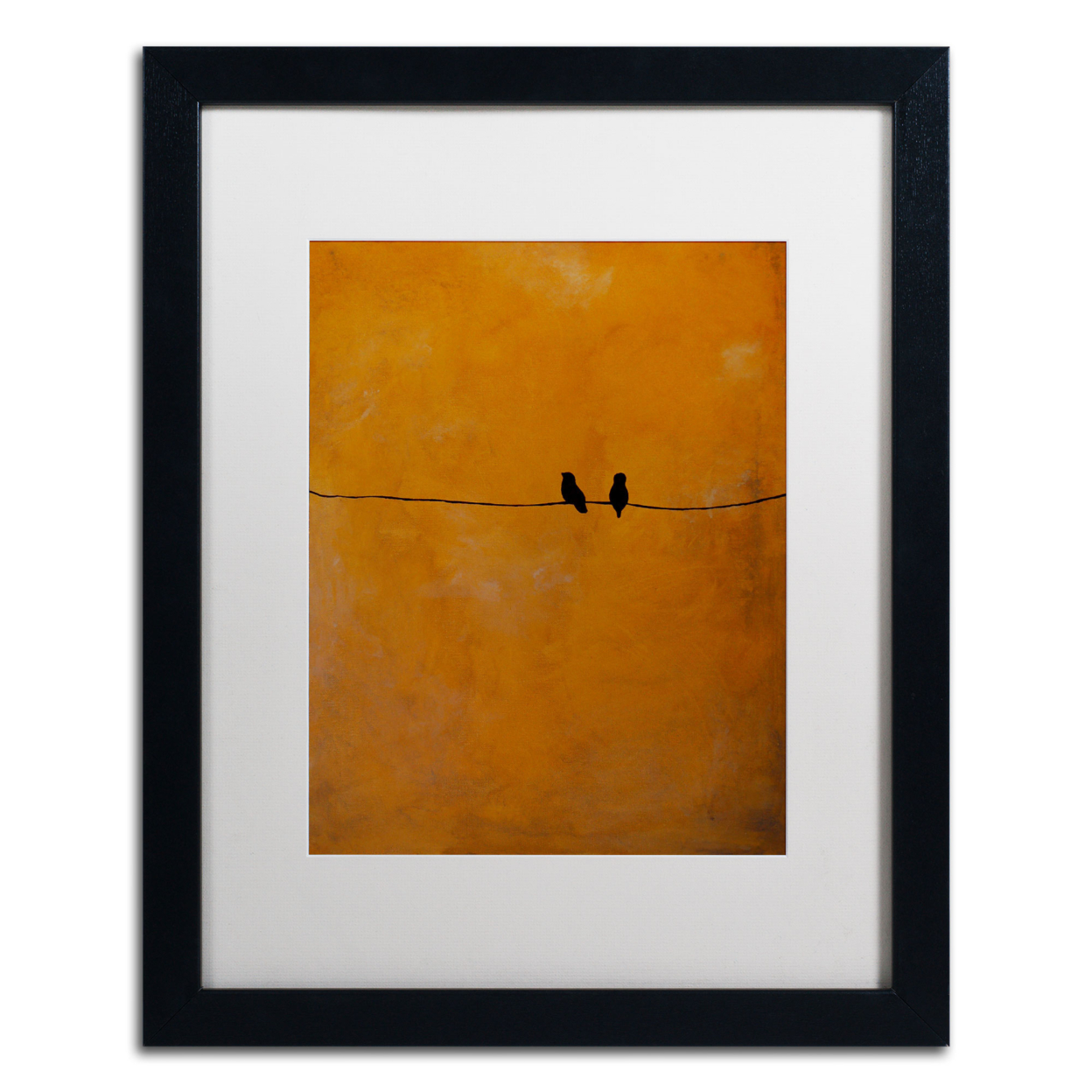 Nicole Dietz 'Bird Pair Yellow' Black Wooden Framed Art 18 X 22 Inches
